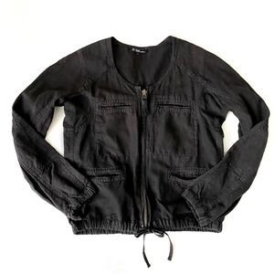 ISABEL MARANT Etoile Black Cotton/Linen Jacket Cropped Zip Up Jogger Sport Style